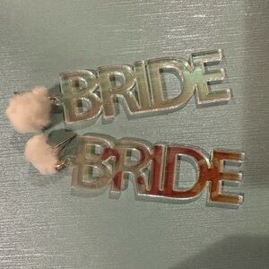 Bride Statement Earrings with Pom Poms